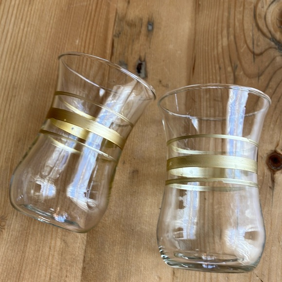 2/$30 Vintage Turkish teacup style set of glasses; bud vases w/ gold trim 3”x2” - Picture 1 of 6
